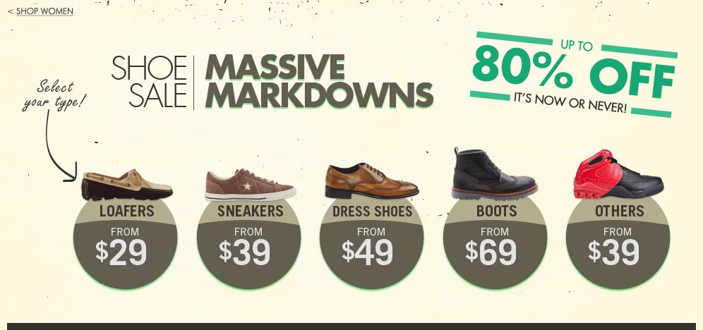 Shop Men's Shoe Sale: Massive Markdowns