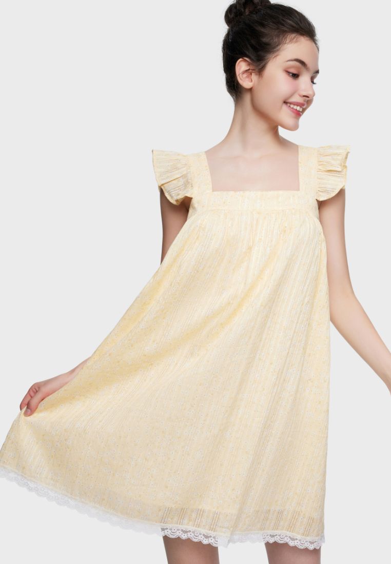 6IXTY8IGHT LOUISE WOVEN BREATHABLE COTTON SLEEP DRESS FLORAL PRINT HOMEWEAR FOR WOMAN GIRL HW09366