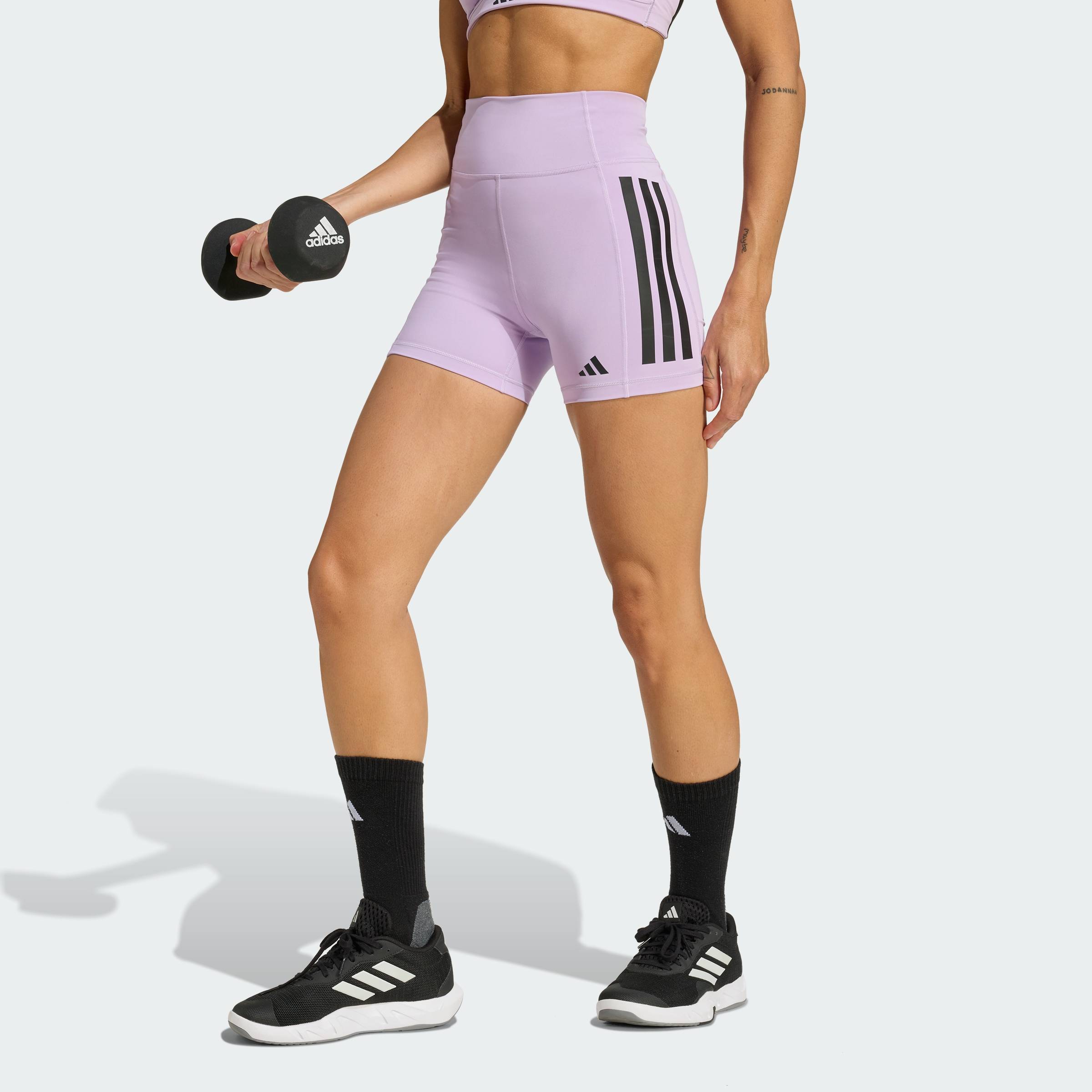 ADIDAS Gym & Training Optimé 3-Stripes 1/4 Short Leggings Women Purple JX2823