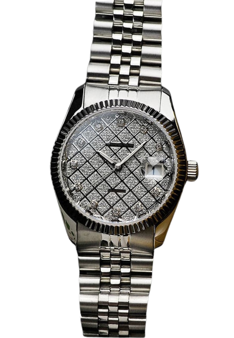 Aries Gold Black Dial Silver Stainless Steel Strap Women Watch G 1068 S-STAR