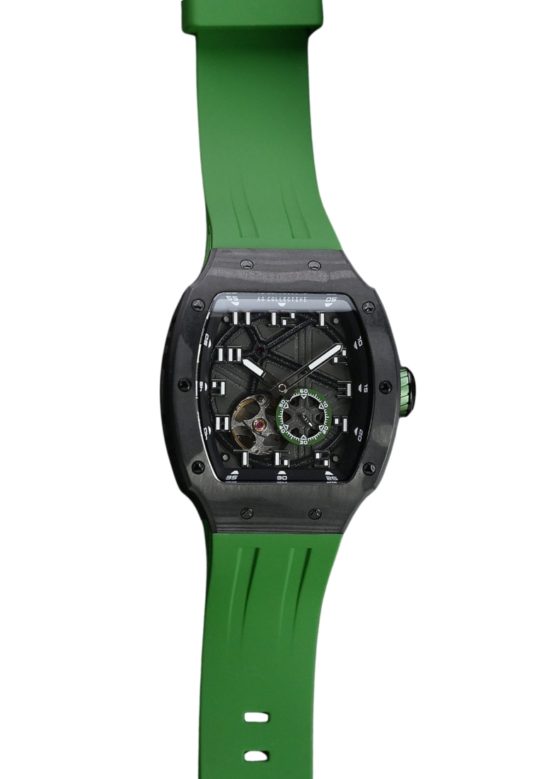 Aries Gold Black Dial Green Silicon Strap Men Watch G 8047 BK-BKGN