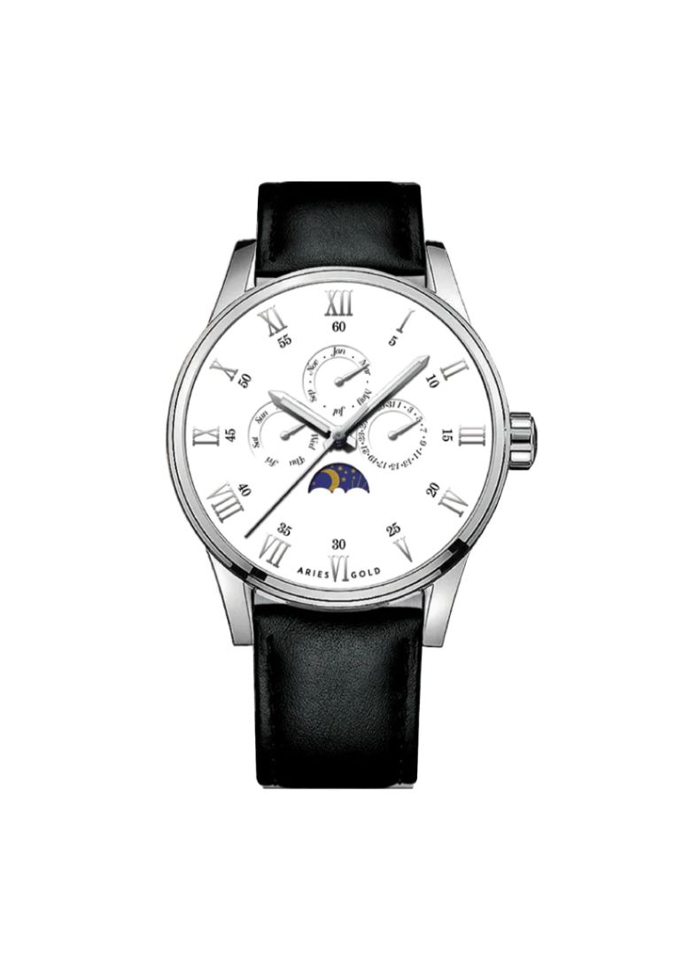 Aries Gold G 7019 S-W Multifunction Leather Strap Men's Watch