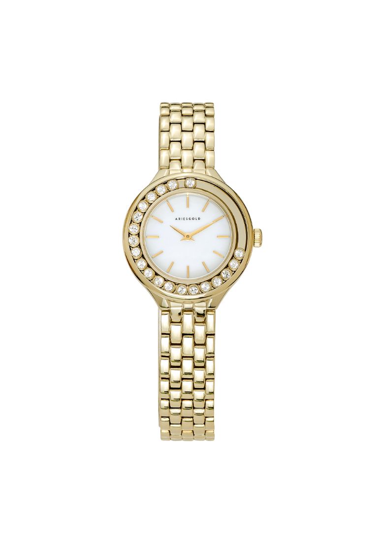 Aries Gold Serenity White Dial Gold Stainless Steel Strap Women Watch L 5041 G-MP