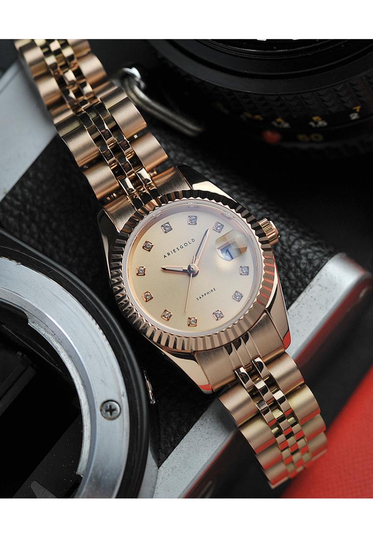 Aries Gold Analog Rose Gold Stainless Steel Strap Women Watch L 1070 RG-RG12S