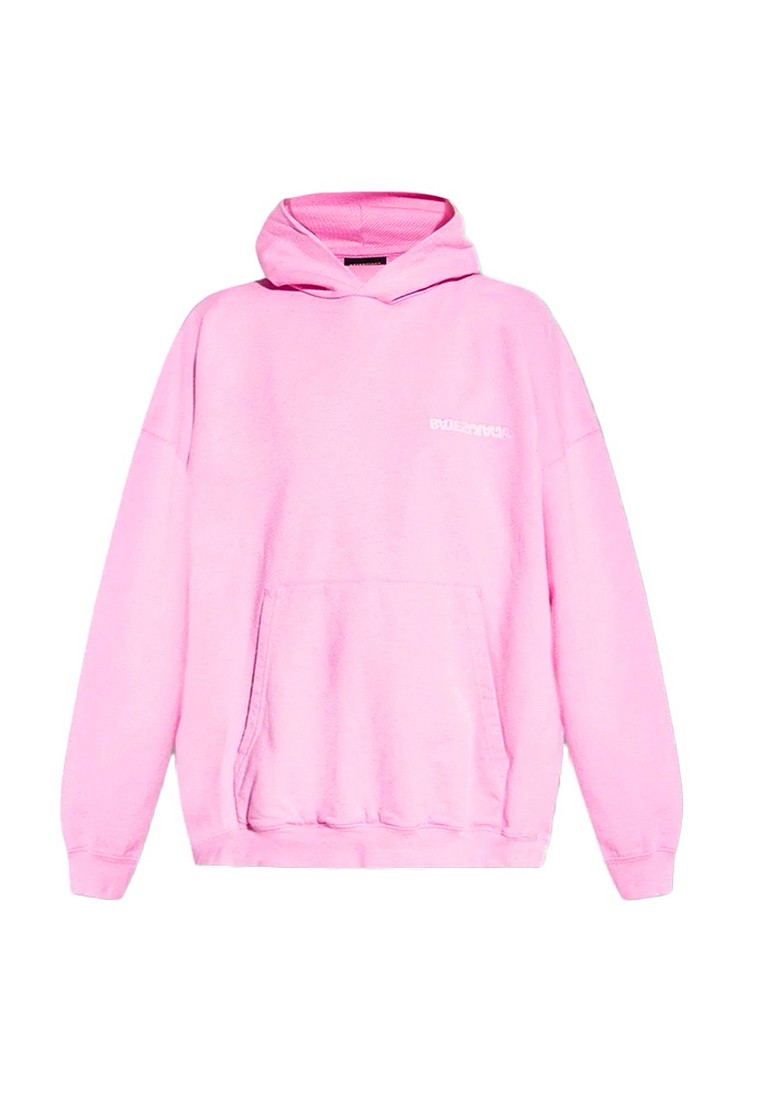BALENCIAGA Logo Embroidered Hoodie in Pink