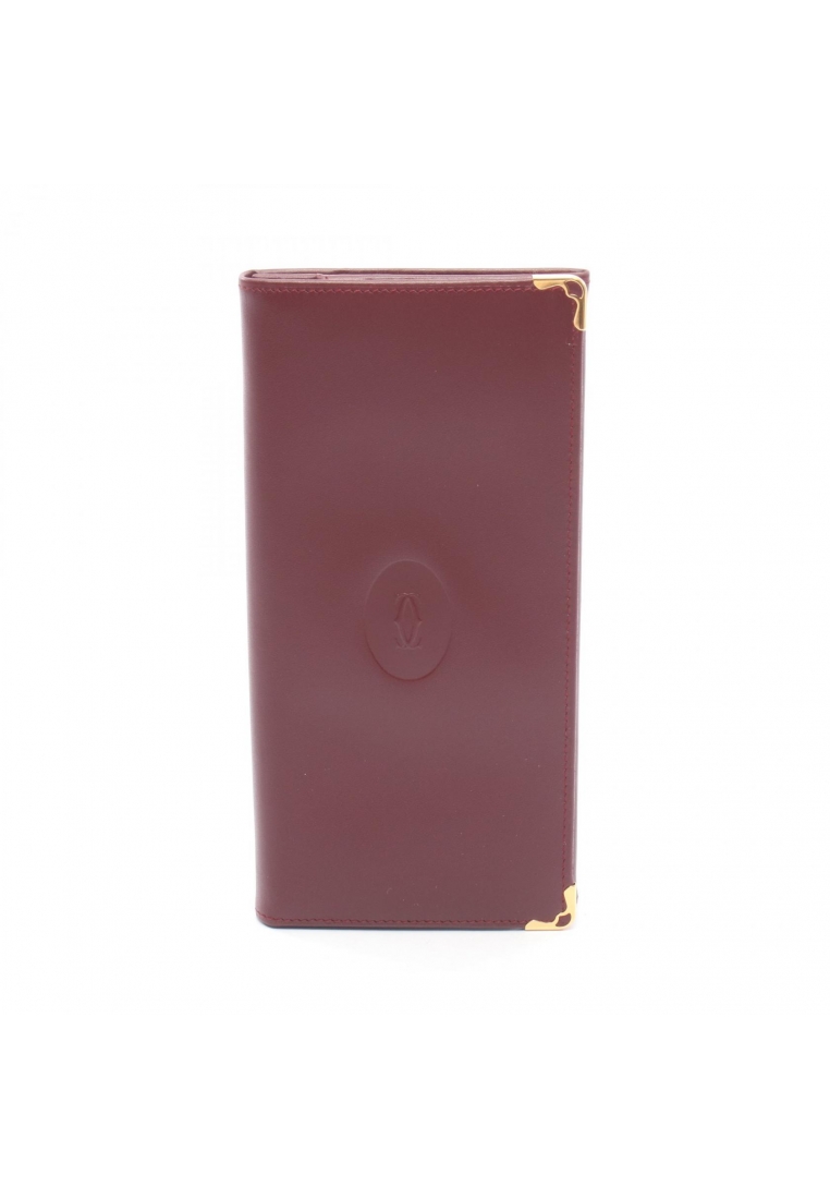 Cartier Pre-Loved Cartier mast line Bi-fold Long Wallet leather Bordeaux