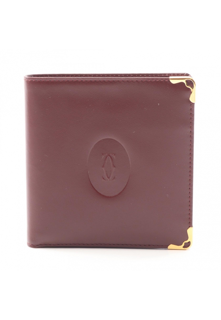 Cartier Pre-Loved Cartier mast line Bi-fold wallet leather Bordeaux
