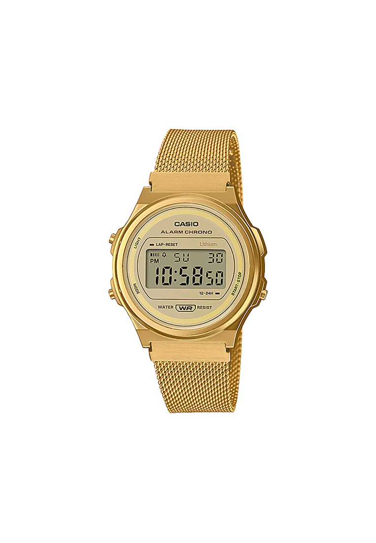 Casio Vintage Unisex Digital Watch A171WEMG-9A Gold Stainless Steel Strap