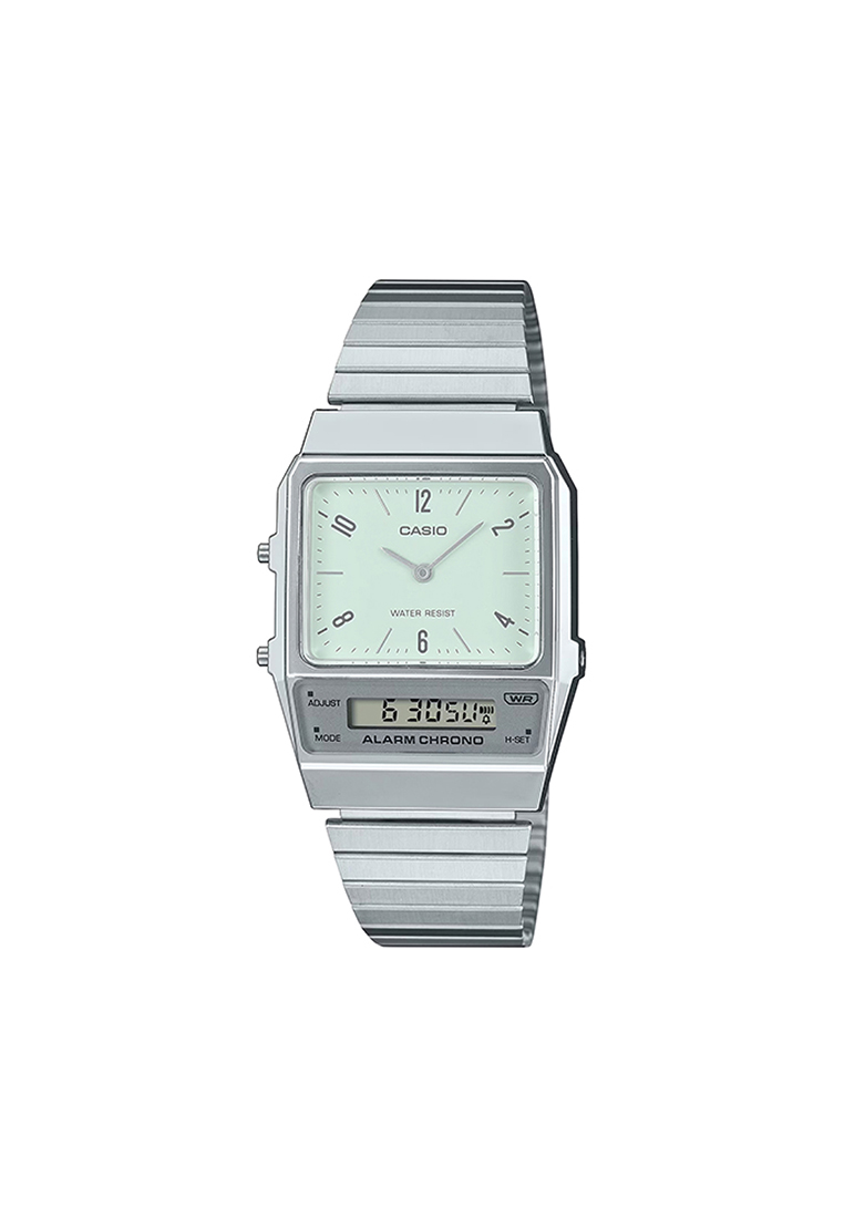 Casio Vintage AQ-800E-3A Unisex Analog-Digital Watch Silver Stainless Steel Strap