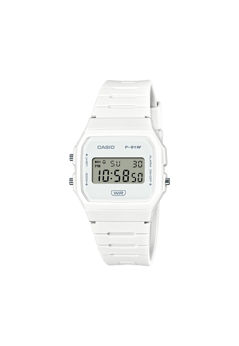 CASIO Pop Series Men Digital Watch F-91WB-7A White Resin Strap