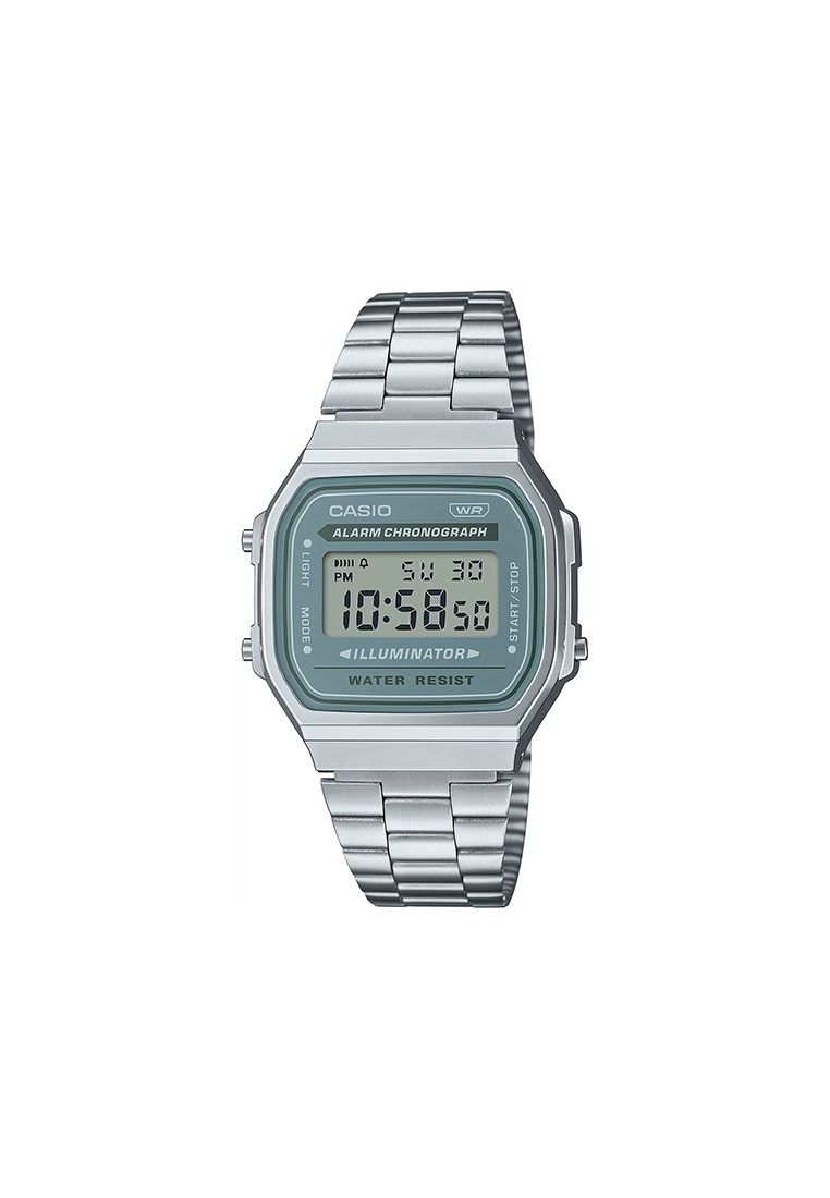 CASIO Vintage Unisex's Digital Watch A168WA-3AY Silver Stainless Steel Strap