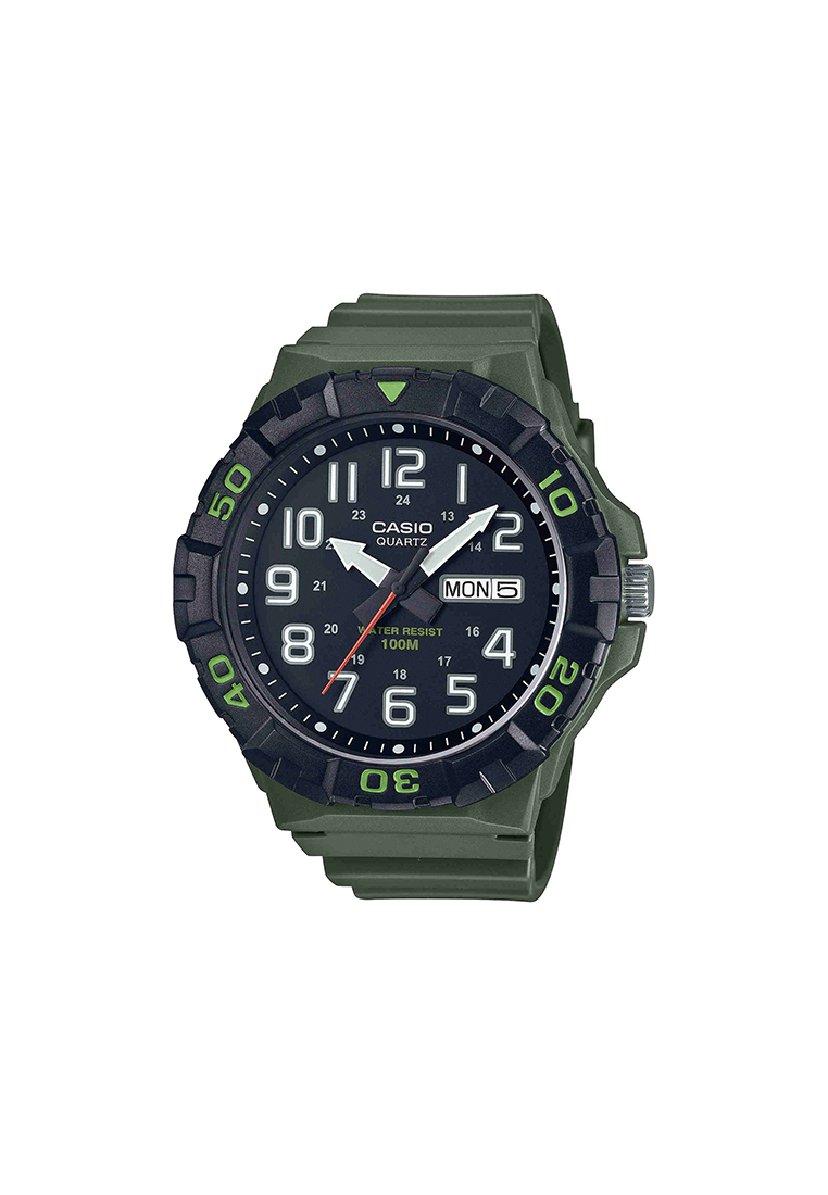 Casio Watches Men's Analog Watch MRW-210H-3AV Green Resin Strap Watch for Men