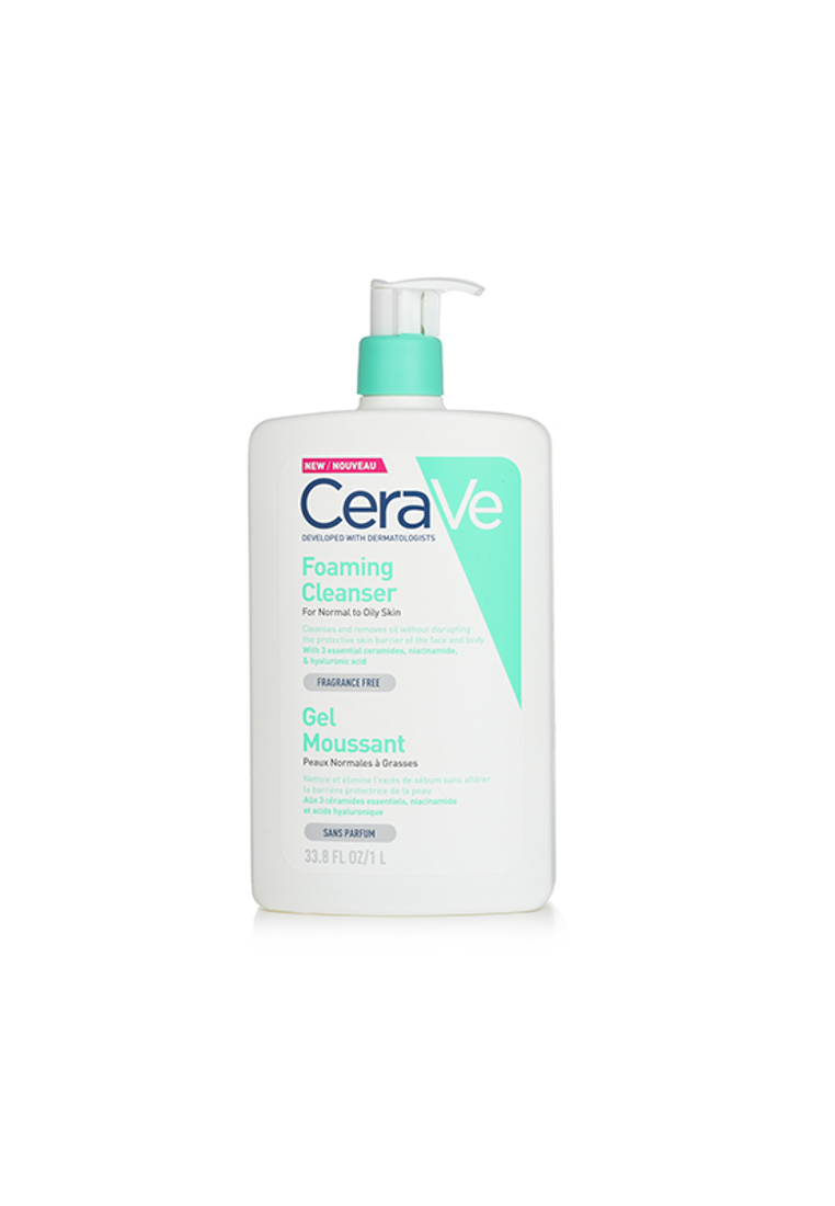 CERAVE - Foaming Cleanser For Normal to Oily Skin (With Pump) 1000ml/33.8oz.