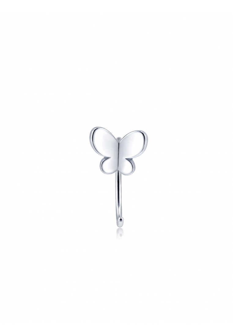 Chow Sang Sang 950 Platinum Butterfly Hook Single Huggie C Hoop Earring for Women 90043E (Sold Singl