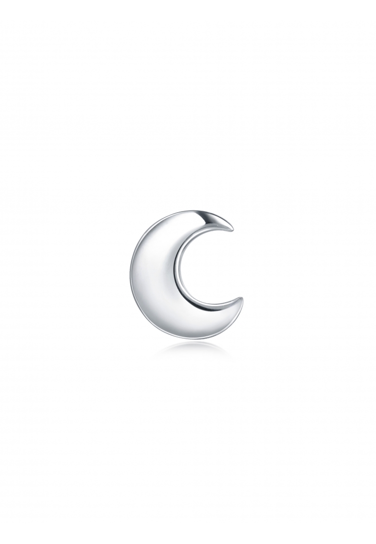 Chow Sang Sang Let's Play 'Ear Play' 950 Platinum Moon Single Stud Earring 89815E (Sold Single Stud 