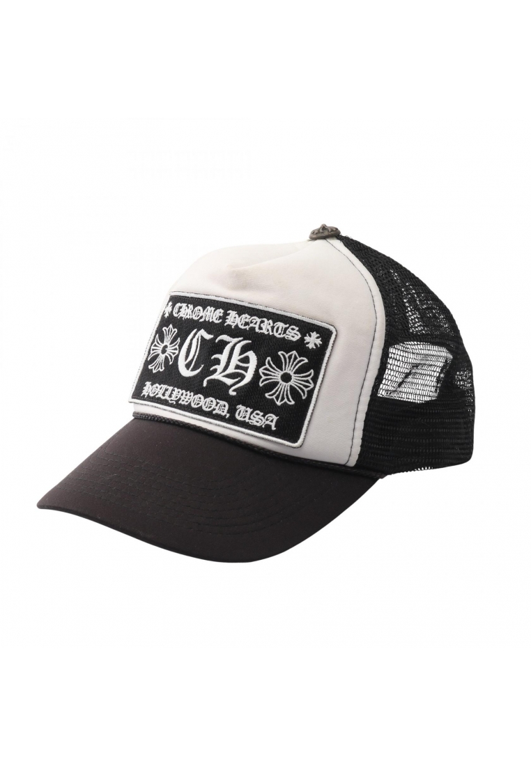 Chrome Hearts Pre-Loved Chrome Hearts TRUCKER CAP CH HOLLYWOOD cap Nylon black white