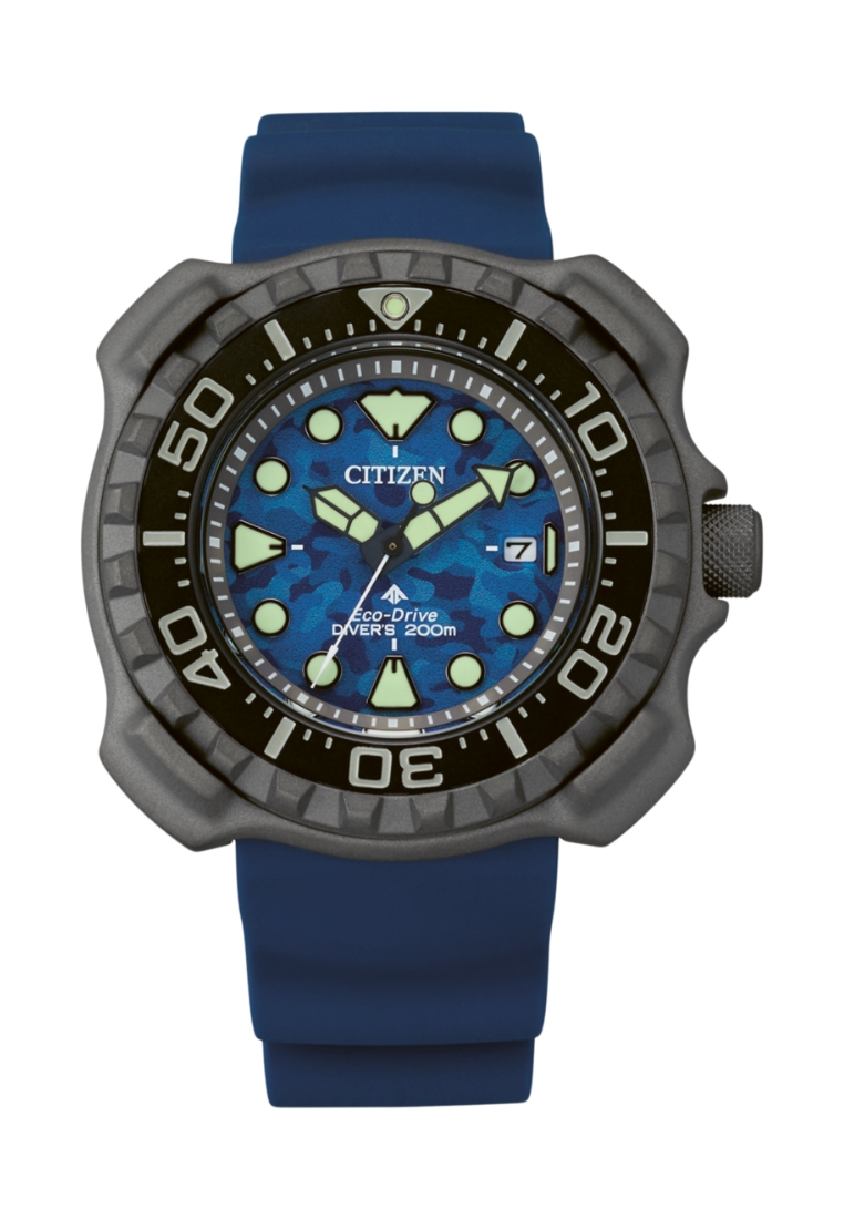 Citizen Promaster Professional Diver 200m Titanium Case Blue Dial Blue Polyurethane Band Eco-Drive B