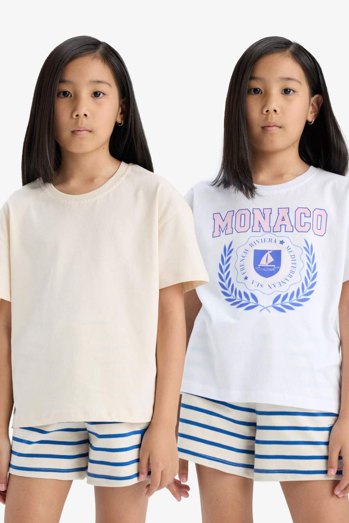 DeFacto Girl's Relax Fit Crew Neck 2-Pack Short Sleeve T-Shirt D9430A825Sm