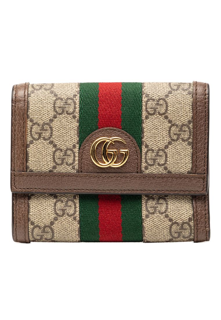 Gucci Pre-Loved Gucci Gg Supreme Web Ophidia Trifold Wallet