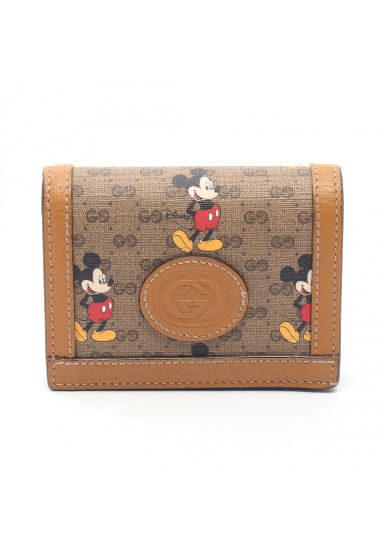 Gucci Pre-Loved Gucci GUCCI × Disney Mickey Mouse Mini GG Supreme Interlocking G Bi-fold wallet PVC 