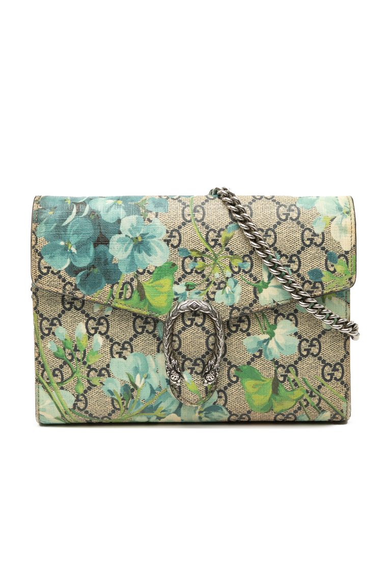 Gucci Pre-Loved Gucci Gg Supreme Blooms Dionysus Wallet On Chain