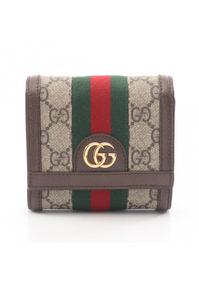 Gucci Pre-Loved Gucci Ophidia GG Supreme wallet Bi-fold wallet PVC leather beige Dark brown