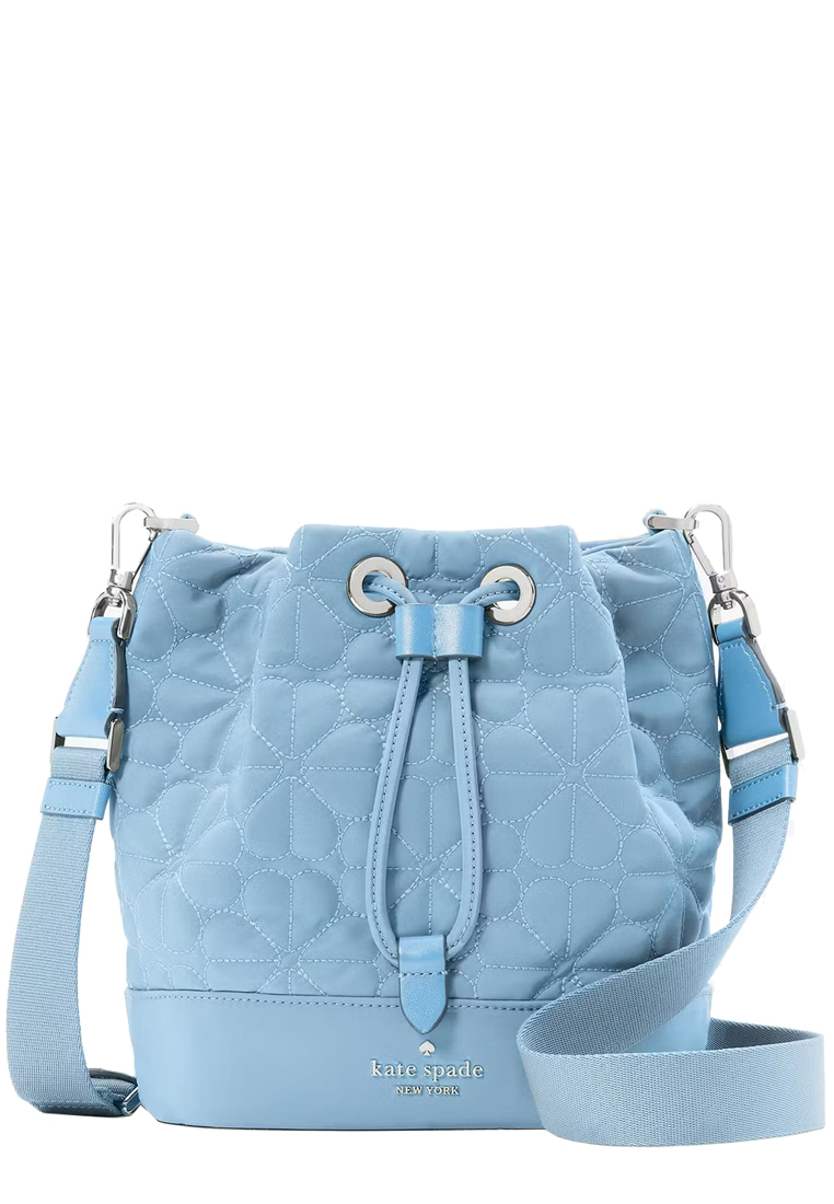 Kate Spade Flower Quilted Fabric Bucket Bag in Montauk Blue KK076