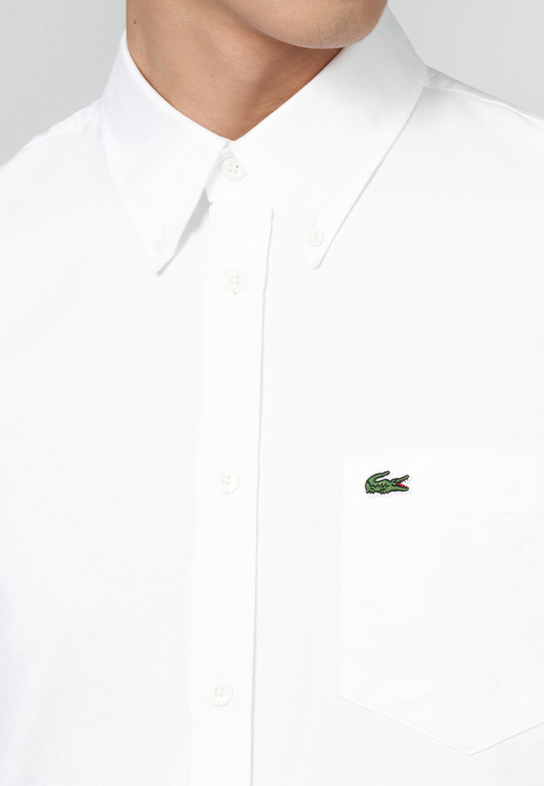lacoste white slim fit shirt
