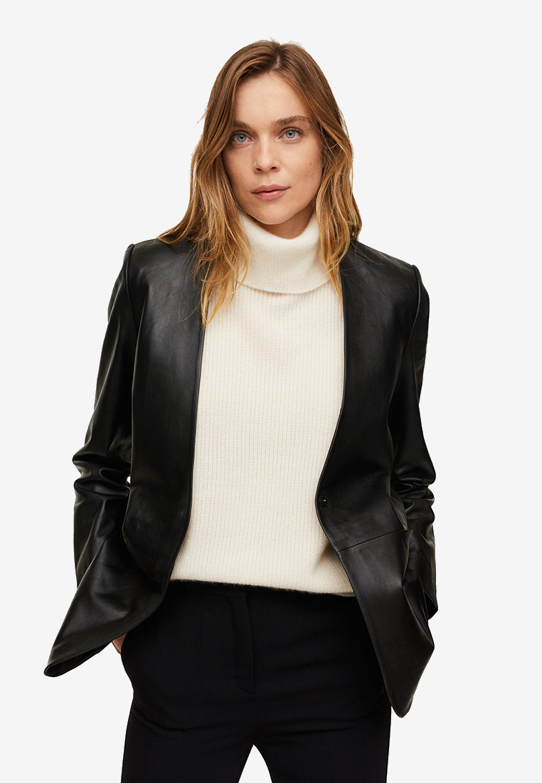 black real leather jacket