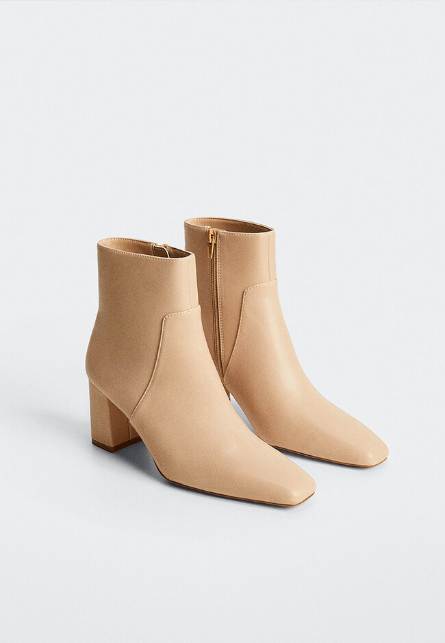 brown small heel boots