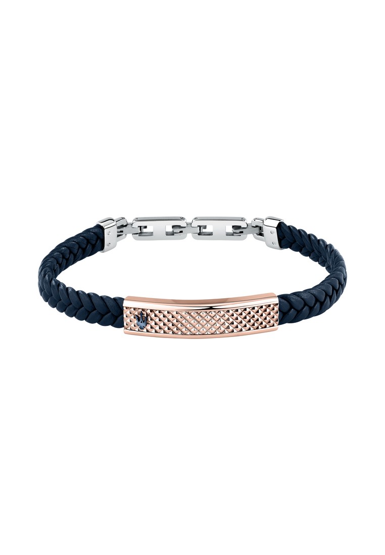Maserati Leather Bracelet ,Men's Jewels ,Stainless Steel,19+3.5cm BLUE Leather JM525AVE35（Adjustable